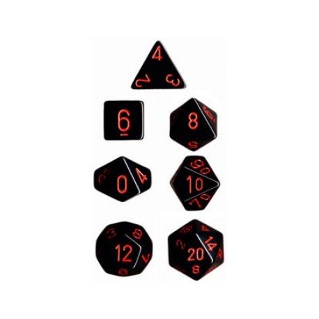 Set de 7 dés Polyhédrale - Noir/Rouge - Chessex