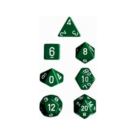 Set de 7 dés Polyhédrale - Vert/Blanc - Chessex
