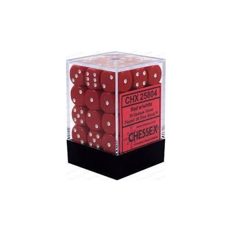 Chessex Set de 36 dés 6 Opaque (12mm) Rouge /Blanc