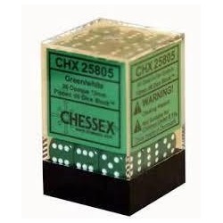 Chessex Set de 36 dés 6 Opaque (12mm) Vert /Blanc