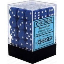 Chessex Set de 36 dés 6 Opaque (12mm) Bleu /Blanc
