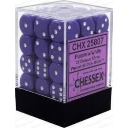Chessex Set de 36 dés 6 Opaque (12mm) Violet /Blanc