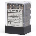 Chessex Set de 36 dés 6 Opaque (12mm) Gris Foncé /Cuivre