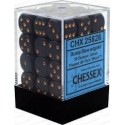 Chessex Set de 36 dés 6 Opaque (12mm) Bleu Poussiéreux /Cuivre