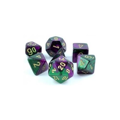 Chessex Set de 7 dés Gemini Vert-Violet/Or