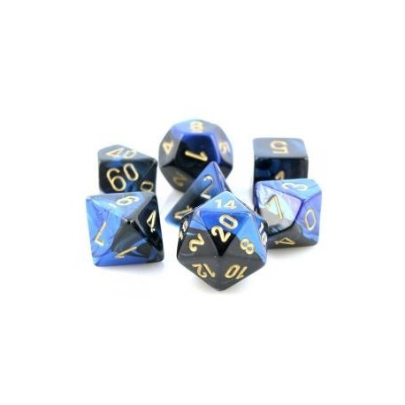 Chessex Set de 7 dés Gemini Noir-Bleu/Or