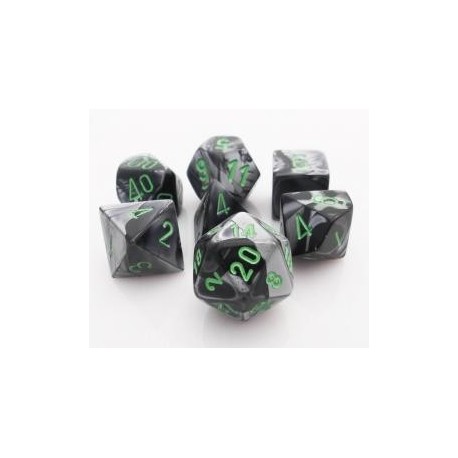 Chessex Set de 7 dés Gemini Noir-Gris/Vert