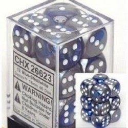 Chessex Set de 12 dés 6 Gemini (16mm) Bleu-Acier /Blanc