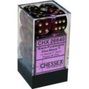 Chessex Set de 12 dés 6 Gemini (16mm) Noir-Violet /Or
