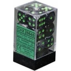Chessex Set de 12 dés 6 Gemini (16mm) Noir-Gris /Vert
