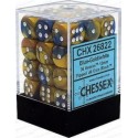 Chessex Set de 36 dés 6 Gemini (12mm) Bleu-Or /Blanc