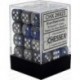 Chessex Set de 36 dés 6 Gemini (12mm) Bleu-Acier /Blanc