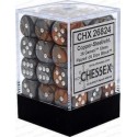 Chessex Set de 36 dés 6 Gemini (12mm) Cuivre-Acier /Blanc