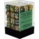 Chessex Set de 36 dés 6 Gemini (12mm) Or-Vert /Blanc