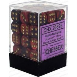 Chessex Set de 36 dés 6 Gemini (12mm) Violet-Rouge /Or