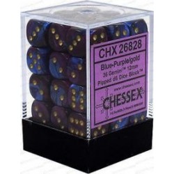 Chessex Set de 36 dés 6 Gemini (12mm) Bleu-Violet /Or