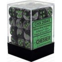Chessex Set de 36 dés 6 Gemini (12mm) Noir-Gris /Vert