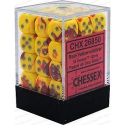 Chessex Set de 36 dés 6 Gemini (12mm) Rouge-Jaune /Argent