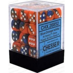 Chessex Set de 36 dés 6 Gemini (12mm) Bleu-Orange /Blanc