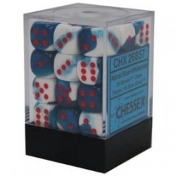 Chessex Set de 36 dés 6 Gemini (12mm) Bleu Astral-Blanc /Rouge