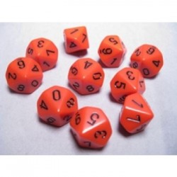Set de 10 dés Polyhédrale à 10 faces - Orange/Noir - Chessex