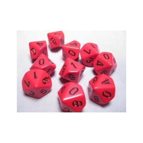 Set de 10 dés Polyhédrale à 10 faces - Rouge/Noir- Chessex