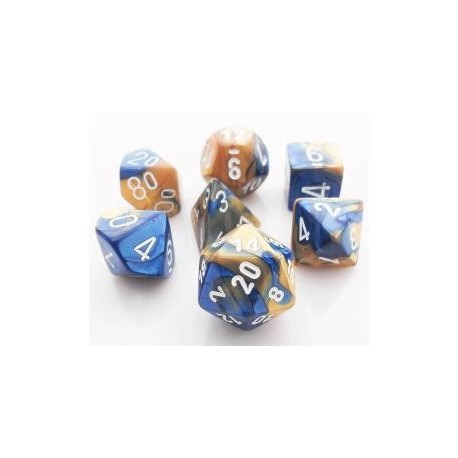 Chessex Set de 7 dés Gemini Bleu-Or /Blanc