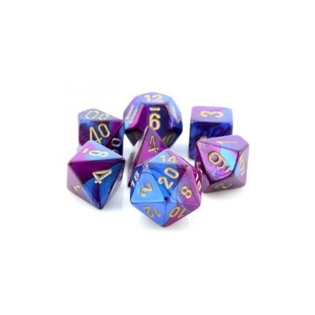 Chessex Set de 7 dés Gemini Bleu-Violet/Or
