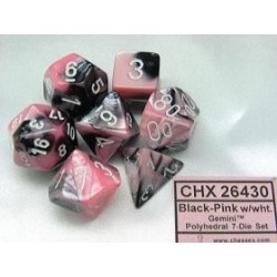Chessex Set de 7 dés Gemini Noir-Rose/Blanc