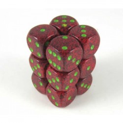 Chessex Set de 12 dés 6 Speckled (16mm) - Strawberry