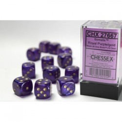 Chessex Set de 12 dés 6 Borealis (16mm) - Violet Royal/Or
