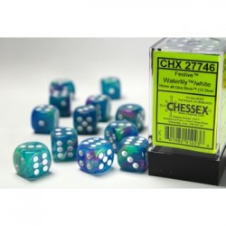 Chessex Set de 12 dés 6 Festive (16mm) - Nénuphar/Blanc