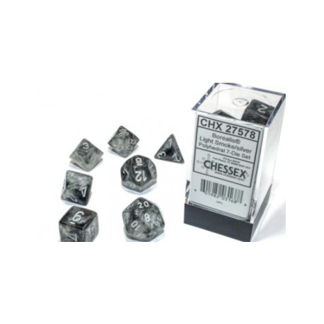 Chessex Set de 7 dés Boréalis Light Smoke/Silver
