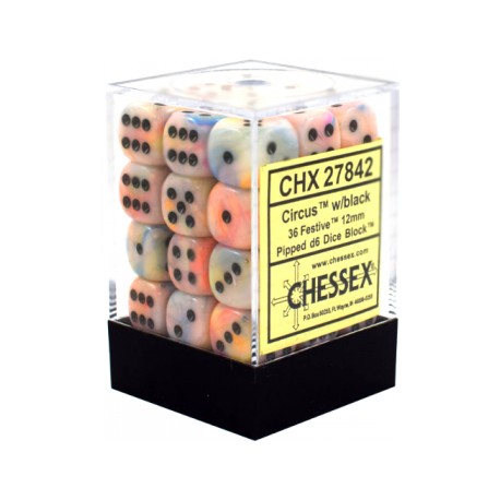 Chessex Set de 36 dés 6 Festive (12mm) Circus/Noir