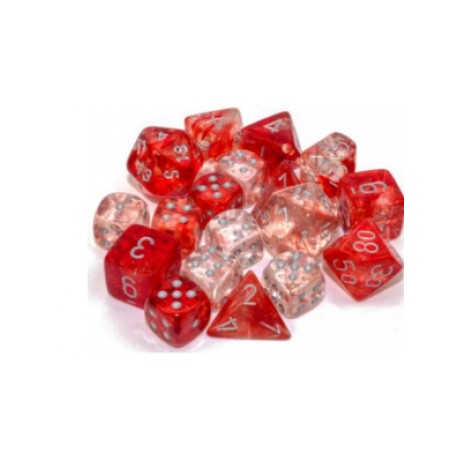 Chessex Set de 12 dés 6 Nebula TM (16mm) Rouge/Silver Luminary