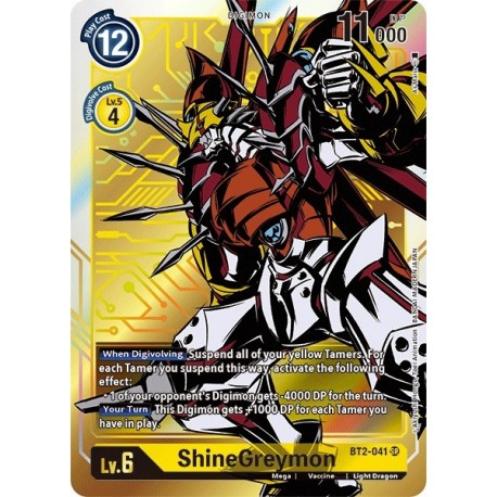 BT2-041 ShineGreymon ( Art Alternatif ) Digimon Card Game
