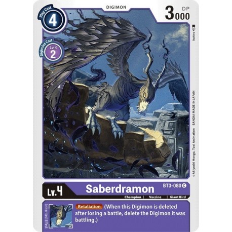 BT3-080 Saberdramon Digimon Card Game