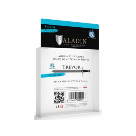 Sachet de 55 protèges cartes Premium Paladin - Trevor - Medium+ Square 76x76mm