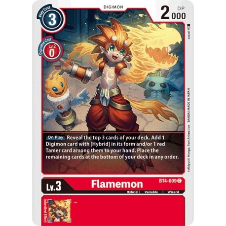 BT4-009 Flamemon Digimon Card Game TCG