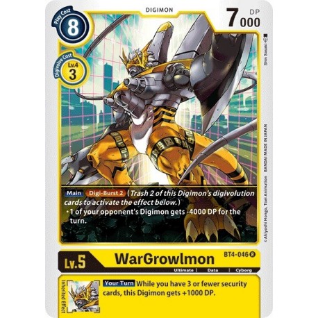 BT4-046 WarGrowlmon Digimon Card Game TCG
