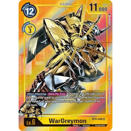 BT4-048 WarGreymon ( Art Alternatif ) Digimon Card Game TCG