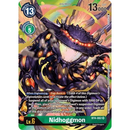 BT4-062 Nidhoggmon ( Art Alternatif ) Digimon Card Game TCG