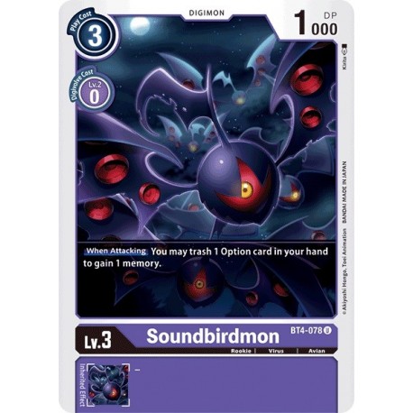 BT4-078 Soundbirdmon Digimon Card Game TCG