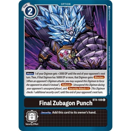 BT4-109 Final Zubagon Punch Digimon Card Game TCG