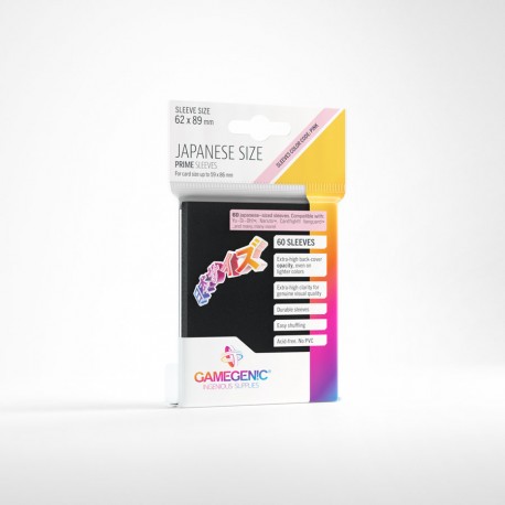 Sachet de 60 protèges cartes Taille Japonaise 62 x 89 mm - Noir Prime - Gamegenic