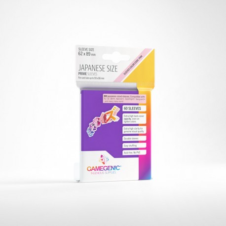 Sachet de 60 protèges cartes Taille Japonaise 62 x 89 mm - Violet Prime - Gamegenic