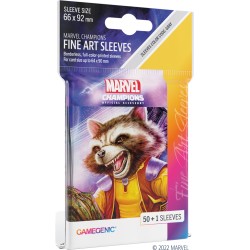 Sachet de 50 protèges carte taille standard Marvel Champions Fine Art Sleeves - Rocket Racoon - Gamegenic