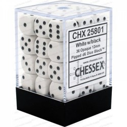 Chessex Set de 36 dés 6 Opaque (12mm) Blanc /Noir