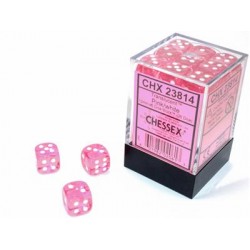 Chessex Set de 36 dés 6 (12mm) Translucide Rose / Blanc