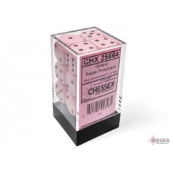 Chessex Set de 12 dés 6 Opaque Pastel (16mm) Rose/noir